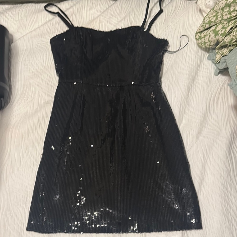 Black Sequin Mini Dress